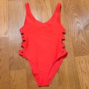 Red one piece swimsuit